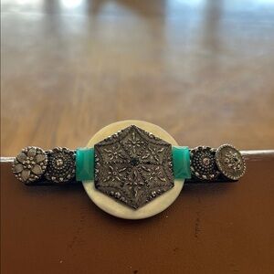 Antique-Inspired Marcasite Turquoise Accent Brooch